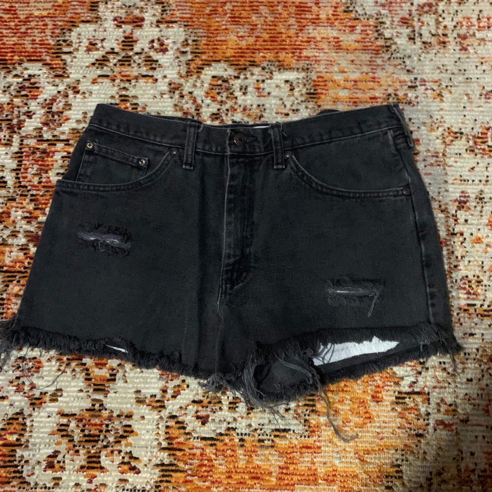 Lee Jean cut off black denim shorts